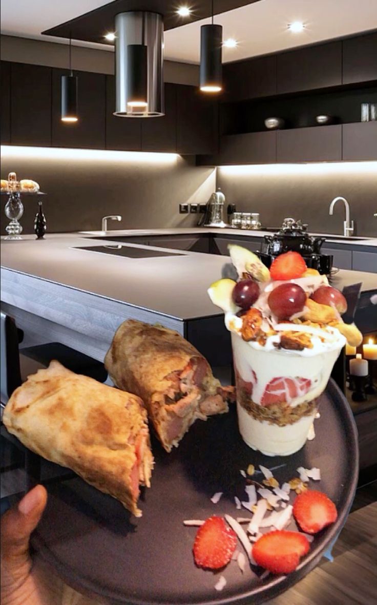 Parfait and Basic Shawarma with hotdog roll