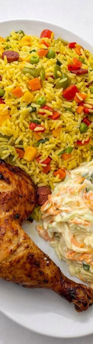 Rice and Chicken with Coleslaw and Milkshake