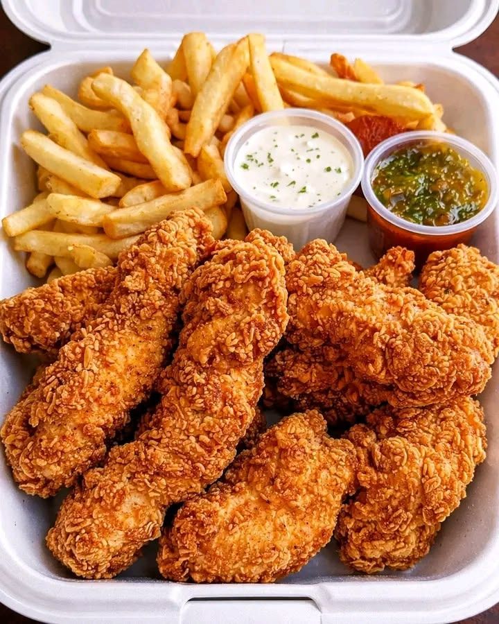 Chicken and Chips with Milkshake